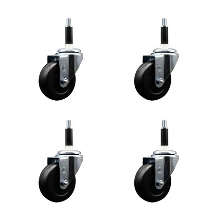 Service Caster 3.5'' Hard Rubber Wheel Swivel 7/8'' Expanding Stem Caster, 4PK SCC-EX20S3514-HRS-78-4
